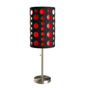Mod Table Lamp With Black And Red Drum Shade - Steel