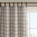 Anaheim - 50" x 108" Plaid Faux Leather Tab Top Curtain Panel With Fleece Lining - Brown - Madison Park - Curtains & Drapes - Elite Enclave Home
