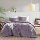 Porter - California King Soft Washed Pleated Comforter Set - Purple