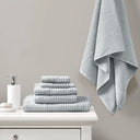 Spa - 6 Piece Jacquard Antimicrobial Towels Set - Blue - Madison Park - Towel Sets - Elite Enclave Home