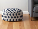 Canvas, Round Polka Dots Pouf Ottoman - Blue / White