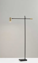 Adjustable LED Task Floor Lamp With Antiqued Brass Cylinder Shade - Black - HomeRoots - Floor Lamps - Elite Enclave Home