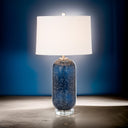 Crystal Table Lamp With White Drum Shade (Set of 2) - Blue