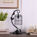 Bedside Table Lamp With Black Cage Shade - Black