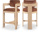 Sacha - Velvet Stool With Natural Base - Meridian Furniture - Counter Height (24" - 27") - Elite Enclave Home