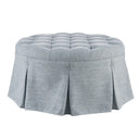Terri - Skirted Tufted 32" Round Ottoman - Light Blue - Martha Stewart - Upholstered Ottomans - Elite Enclave Home