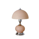 Bedside LED Table Lamp With Pink Bowl Shade - Silver