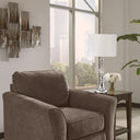 Metal Bedside Table Lamp With White Classic Drum Shade - Silver