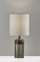 Glass Bedside Table Lamp With White Shade - Black