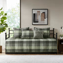 Ridge - 6 Piece Reversible Plaid Daybed Cover Set - Gray