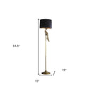 Floor Lamp With Black Drum Shade - Burnished Gold - HomeRoots - Floor Lamps - Elite Enclave Home