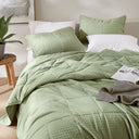 Mina - Twin/Twin Long Waffle Weave Textured Quilt Set - Green
