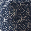 Canvas Damask Pouf Cover - Blue / White
