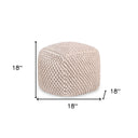 Cotton, Blend Pouf Ottoman - Ivory