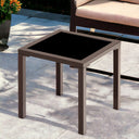 16" Square Glass Outdoor Side Table - Black