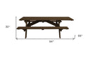 94" x 66" x 30" Solid Wood Outdoor Picnic Table - Dark Brown
