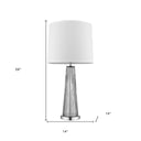 Glass Buffet Lamp With Off-White Empire Shade - Silver