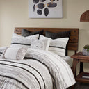 Nea - Printed Comforter Set With Trims - Black / White