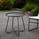 Rounded Aluminum Outdoor Side Table - Gray