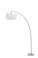 Arc Floor Lamp With White Drum Shade - White And Silver - HomeRoots - Floor Lamps - Elite Enclave Home