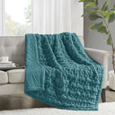 Ruched Throw Blanket - Teal - Faux - Madison Park - Throws- Elite Enclave Home