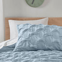 Bailey - Twin/Twin Long Diamond Pucker Comforter Set - Blue
