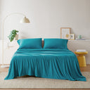 Cotton Blend Jersey Knit - Queen All Season Sheet Set - Teal
