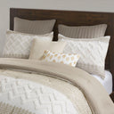 Mila - King 3 Piece Comforter Set With Tufting - Taupe