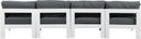 Nizuc - Outdoor Patio 4 Seat Armless Modular Sofa With White Frame