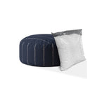 Cotton Round Striped Pouf Cover - Blue