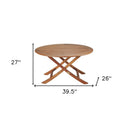 Oval Solid Wood Folding Outdoor Side Table - Brown