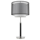 Metal Column Lamp With Black And White Drum Shade - Black And Silver