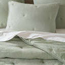 Breeze - King Cotton Gauze Embroidered Quilt Set - Sage