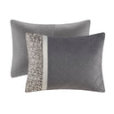 Amelia - 5 Piece Textured Jacquard Stripe Comforter Set With Throw Pillows - Gray