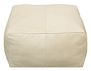 Leather Pouf Ottoman - Ivory