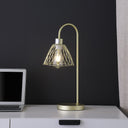 Bedside Table Lamp With Gold Cage Shade - Gold