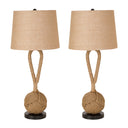 Ceramic Novelty Table Lamps With Brown Empire Shade (Set of 2) - Black