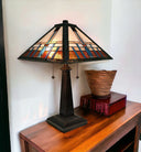 11" x 21" x 22" Metal Two Light Candlestick Table Lamp With Empire Shade - Dark Brown / Off-White