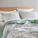 Malea - 3 Piece Full/Queen Shaggy Comforter Mini Set - Green/White