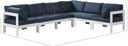 Nizuc - Outdoor Patio 6 Piece Modular Sectional With White Frame - Meridian Furniture - Stationary Sectionals- Elite Enclave Home