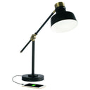 LED Adjustable Desk Lamp - Matte Black And Antiqued Brass