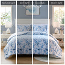 Christa - Floral Striped Duvet Cover Set - Blue