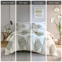 Tahli - 3 Piece Cotton Blend Chenille Duvet Cover Set - Green