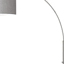 Reading Nook Floor Lamp Arc Arm Adjustable Gray Fabric Shade - Brushed Steel - HomeRoots - Floor Lamps - Elite Enclave Home