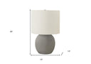 Concrete Round Table Lamp With Ivory Drum Shade - Gray - HomeRoots - Table Lamps - Elite Enclave Home