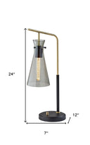 Metal Desk Lamp With Light Gray Cone Shade - Black And Gold - HomeRoots - Table Lamps - Elite Enclave Home