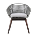 Solid Wood Outdoor Dining Chair With Gray Cushion - Gray
