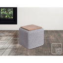 Cotton Blend, Pouf Ottoman - Light Gray