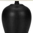 17" Ceramic Round Table Lamp With Ivory Drum Shade - Black - HomeRoots - Table Lamps - Elite Enclave Home