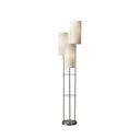 Steel Three Light Floor Lamp With Linen Cylinder Shades - White / Silver - HomeRoots - Floor Lamps - Elite Enclave Home